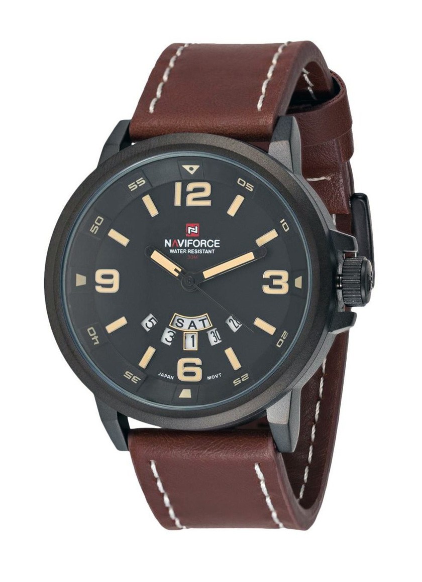 Naviforce for Men - Analog-Digital Leather Band Watch - NF9028-BR